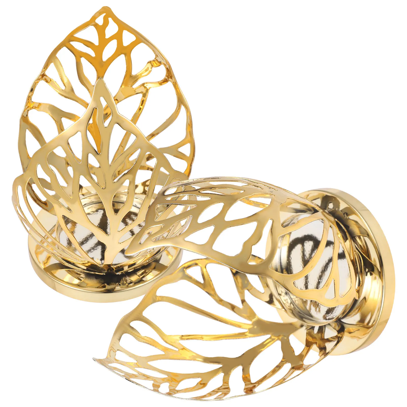 

2pcs Creative Holders Golden Elegant Tealight Stands for Desk Wedding Festivals Vintage Metal Craftsmanship