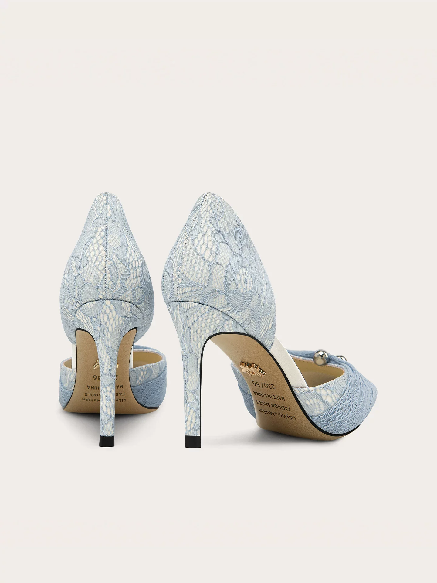 Spring/Summer New Pointed Metal Buckle Lace Mesh Sandals Banquet Large Size Small Size Widening High Heels Women's Shoes