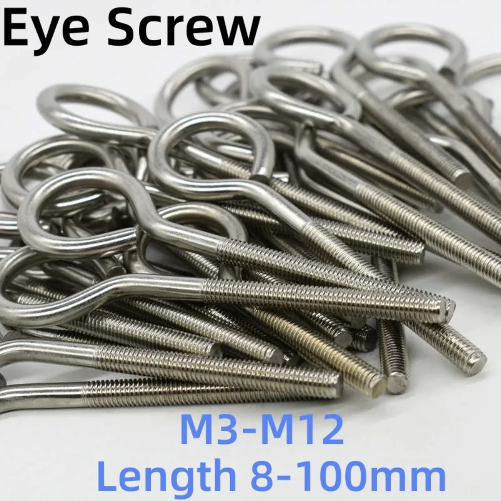 Stainless/Carbon Steel Eye Bolts M3~M12 Sheep Eye Screw Closed Ring Hook Threaded Eyebolt for Suspension and Lifting Application