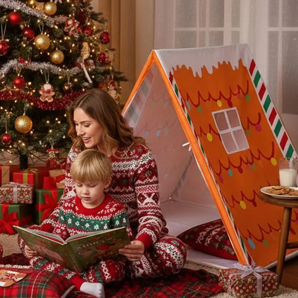 Tenda da gioco per bambini Tenda natalizia in pan di zenzero Casetta festiva per le vacanze per bambini Tenda natalizia per decorazioni per feste di Natale per interni