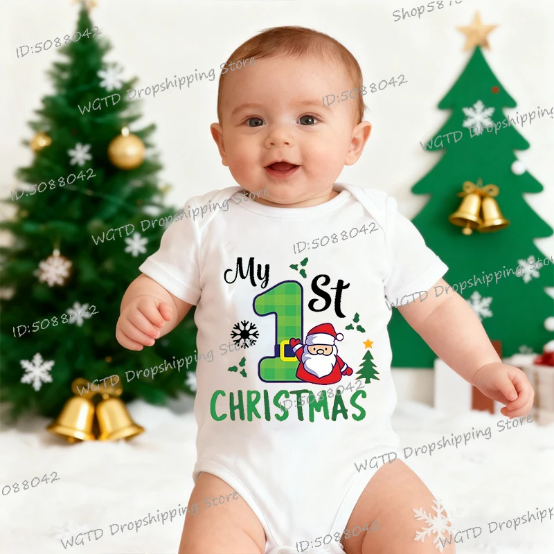 

"My 1st Christmas" Newborn Baby Bodysuits Fashion Funny Santa Claus Baby Romper Girl Boy Clothes Short Sleeve Infant Romper