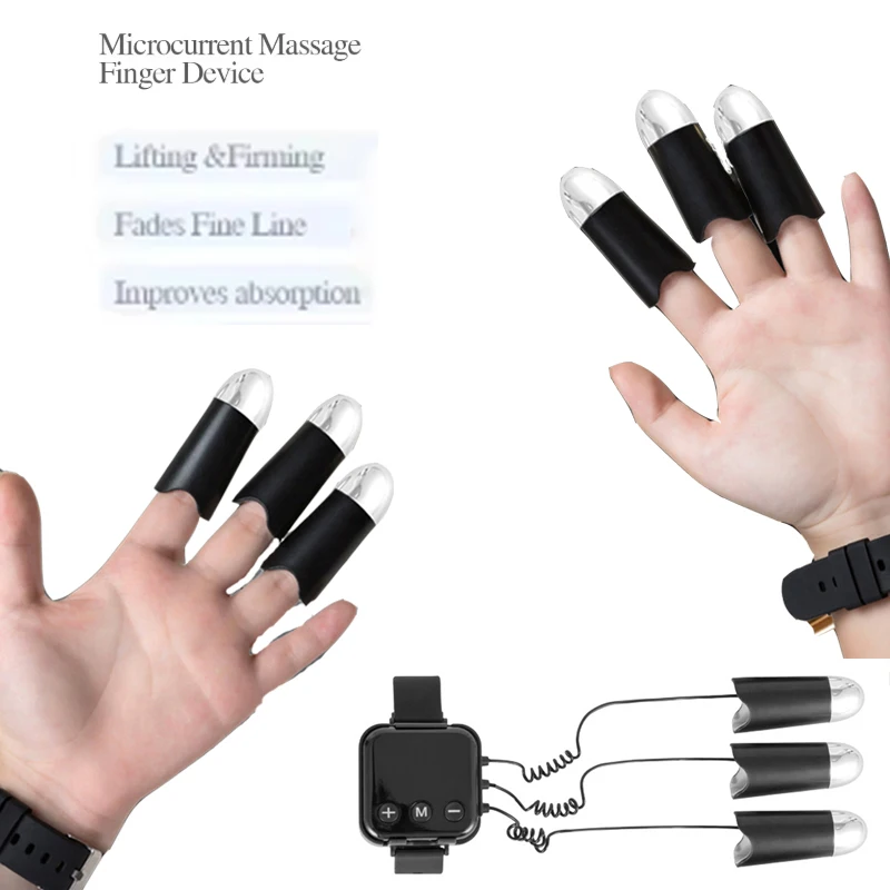 NEW Microcurrent Gold Finger Face Lift Devices Skin Rejuvenation EMS RF Facial Neck Firming Massager Face Beauty Care Apparatus