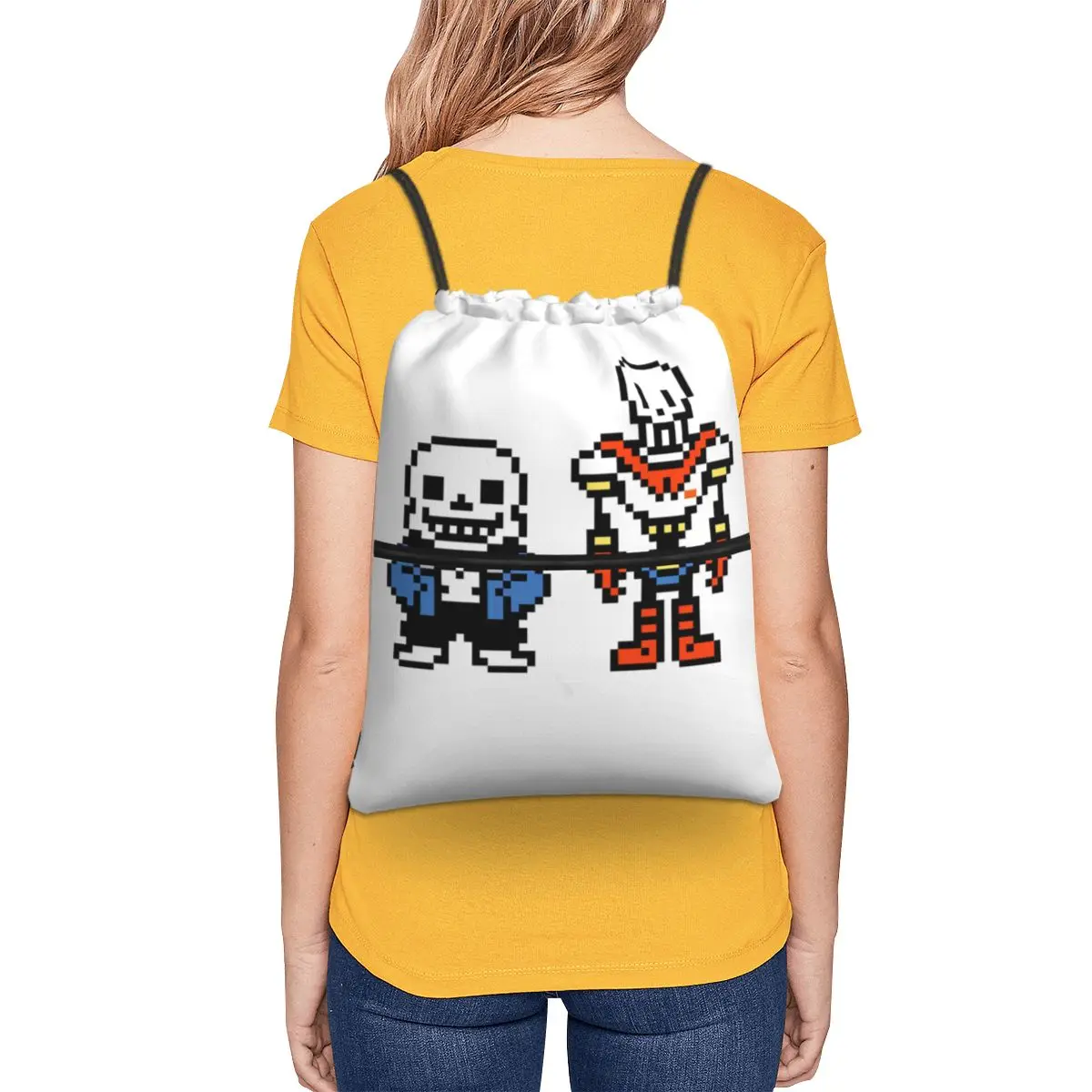 Undertale Sans And Papyrus Backpacks Fashion Drawstring Bags Sports Bag Book Bags for Travel School
