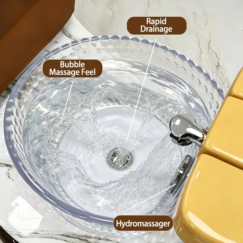 Brown Pedicure Chair With Backrest Massage Whirlpool Foot Tub for Nail Salon