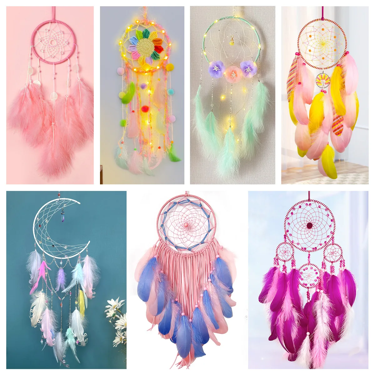 YFY Dream Catcher Handwoven Dream Girl Heart Bedroom Room Decoration Pendant