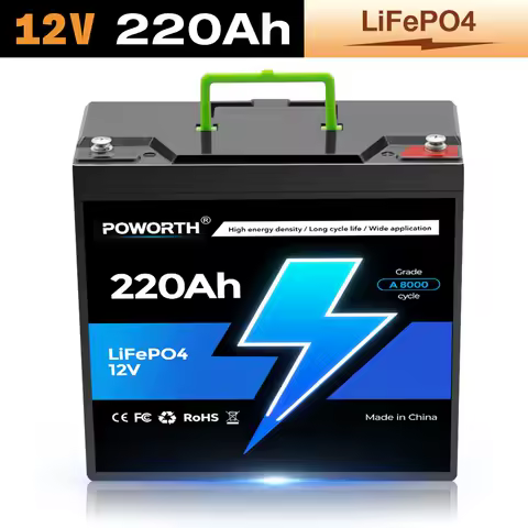Upgrade 12V 220Ah LiFePO4 Battery, Built-in 220A BMS,8000+Cycles,Perfect for RV/Camper, Solar☀️,Marine, Overland/Van, Off-Grid