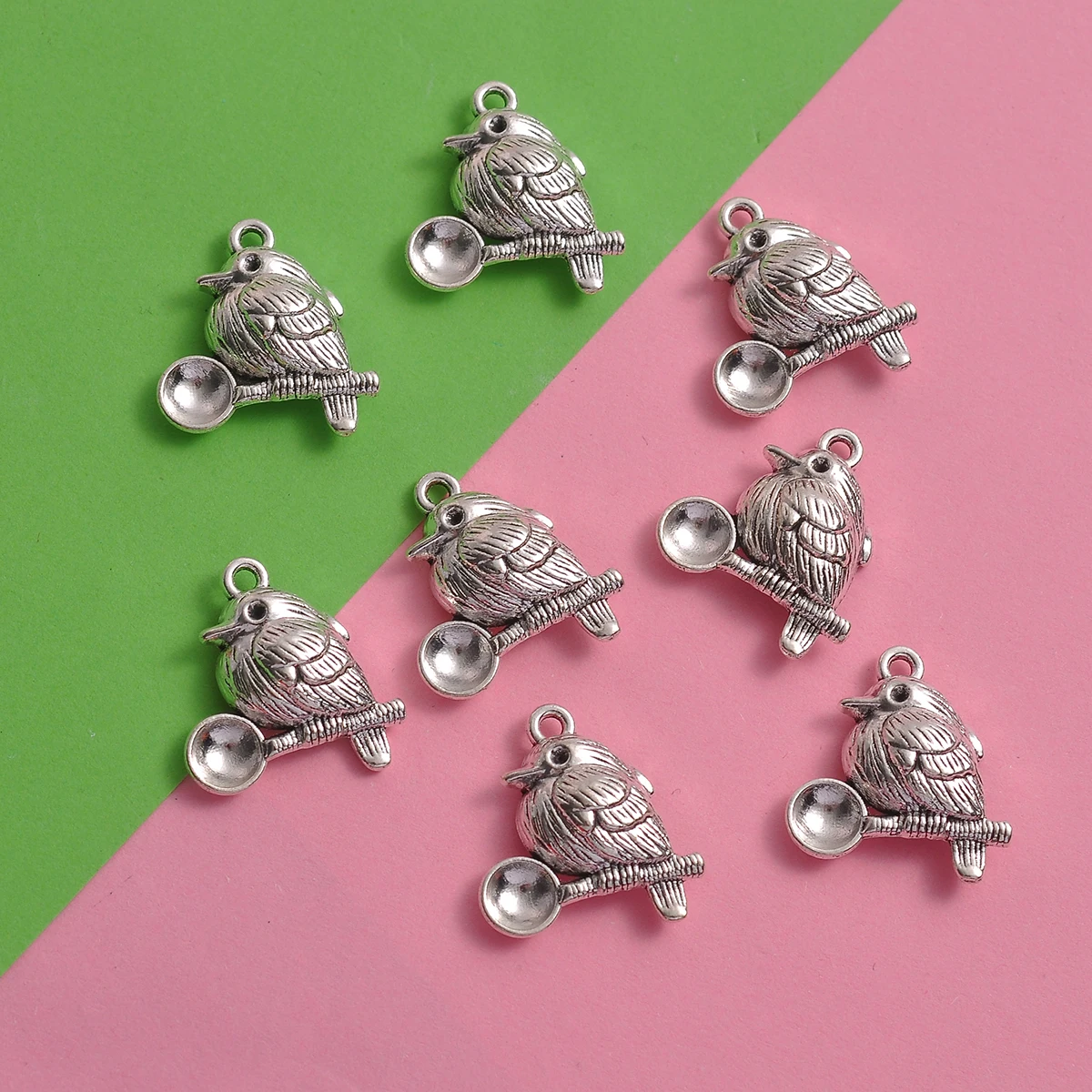 8 Pieces of Bird-Shaped Branch Pendants, Vintage Embossed Feather Bird Pendants, Suitable for DIY Bracelets, Necklaces, and Earrings, Natural Style Handmade Beaded Jewelry Accessories - view 2
