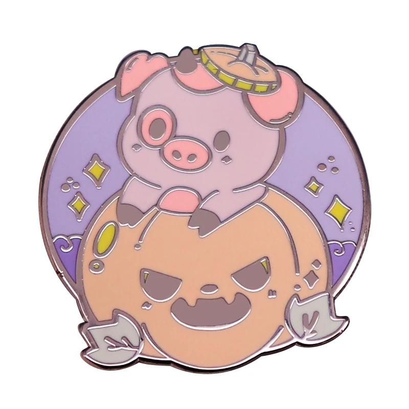 Happy Halloween Pumpkin Pig Hard Enamel Pin Cartoon Sweet Piggy Brooch Jewelry