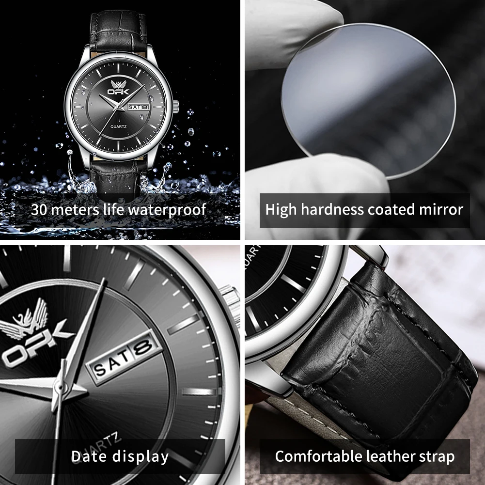 OPK 6022 Watches For Men Waterproof Luxury Quartz Watch  Luminous Wristwatch Automatic Watch Dual Calendar Display Reloj Hombre