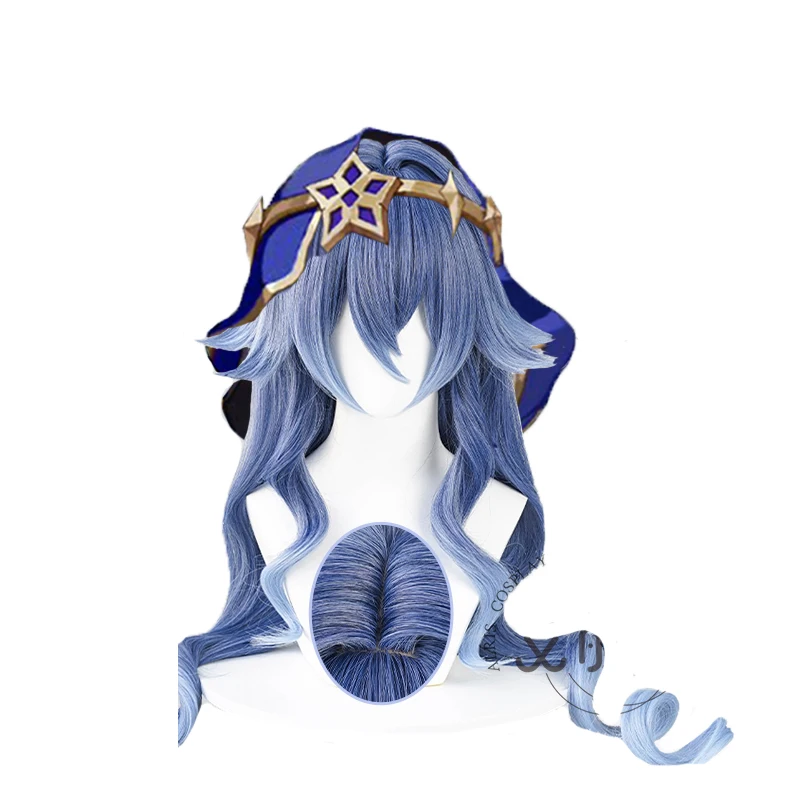 

Genshin Impact Layla Cosplay Wig Layla 100cm Curly Blue Gradient Wig Heat Resistant Synthetic Halloween Cosplay Hair