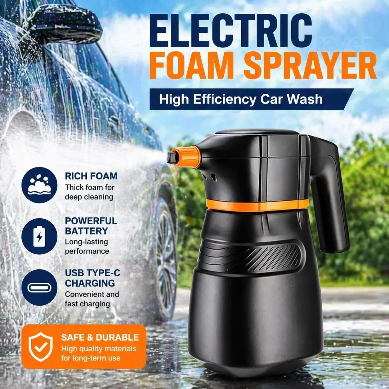 Car Washing Electric Foam Spray Can Charging Pressurized Air Pressure Car Washing Fluid Water Gun Pneumatic Car Washing