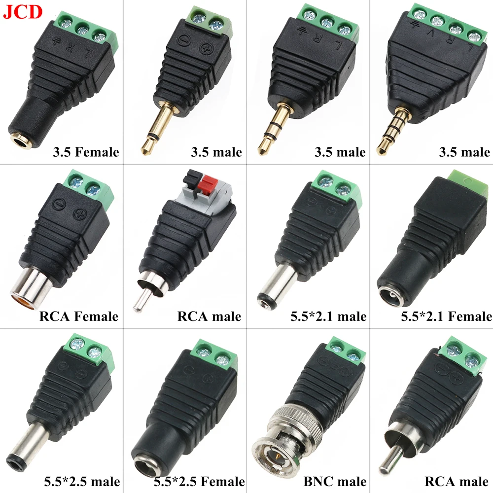 JCD 1pc 3.5mm 2.5mm 2/3/4 Pole Male Plug / Female Socket To Screw Terminal Connector Mono/Stereo 1/8 Inch Headphone Audio Jack