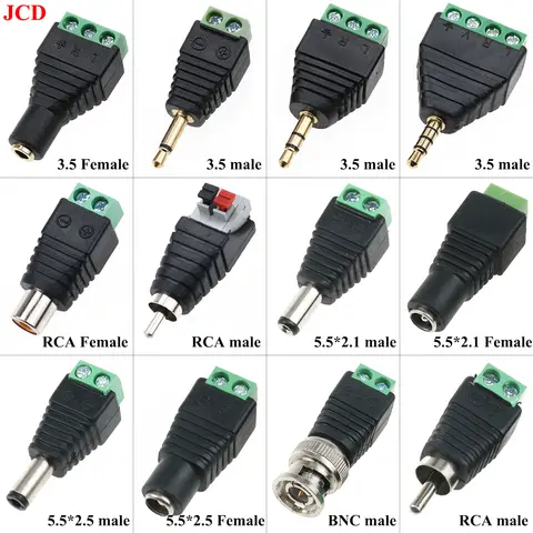 JCD 1 unidad 3,5mm 2,5mm 2/3/4 polos enchufe macho/enchufe hembra a conector de Terminal de tornillo Mono/estéreo 1/8 pulgadas conector de Audio para auriculares