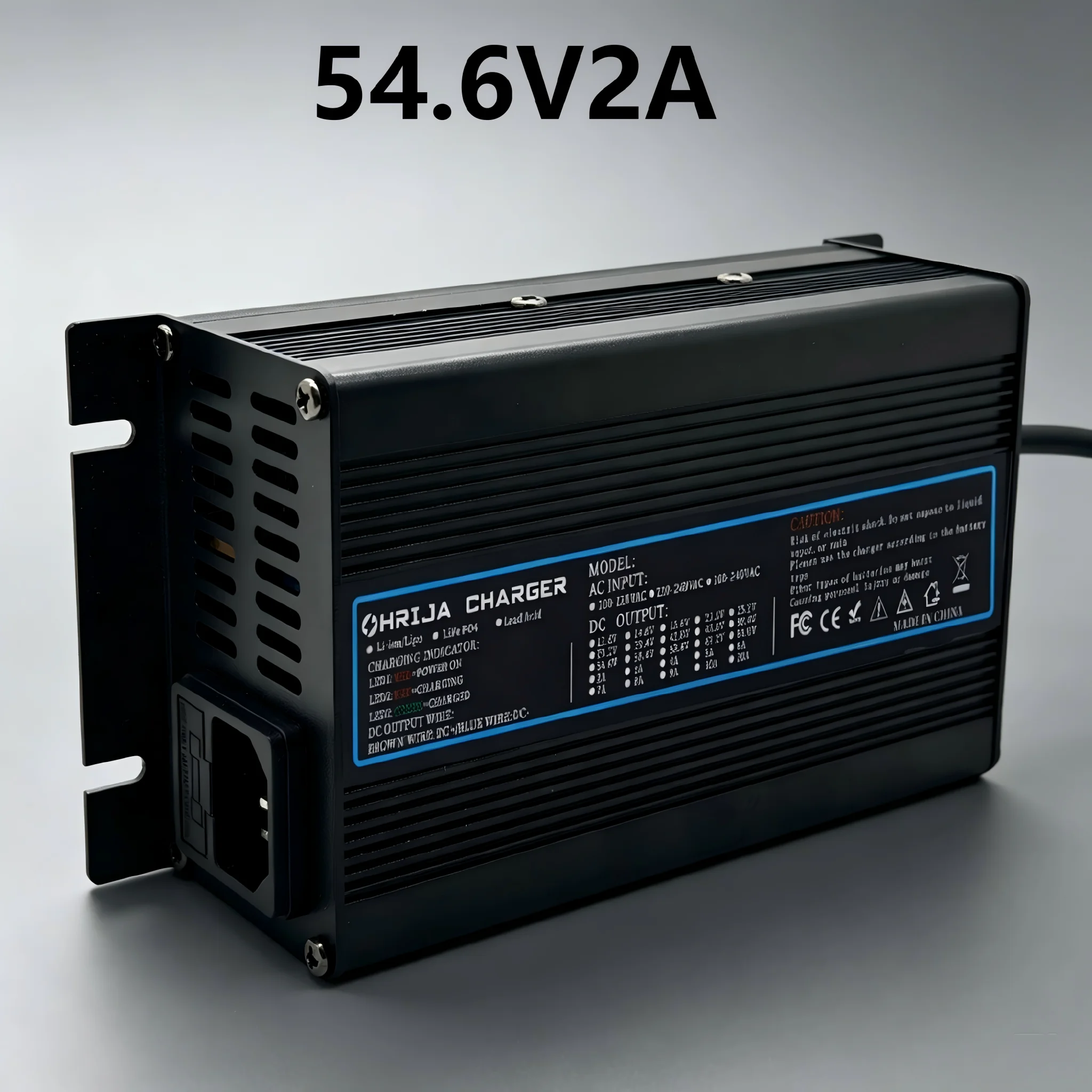 OHRIJA 54.6V 2Acharger quick aluminum shell suitable for 13S 48.1V Lithium Battery Charger detachable connector plug is optional