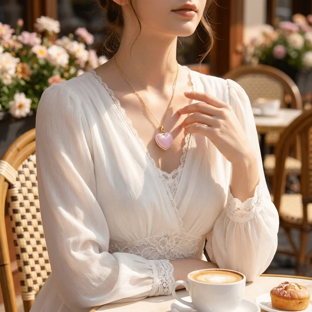 Interesting Opening Closing Phase Box Necklace Adjustable Chain Locket Heart-shaped Choker Engraved Playful Design