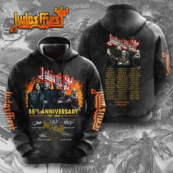 روك يهوذا الكاهن الفرقة ثلاثية الأبعاد طباعة هوديي الرجال النساء موضة المتضخم الهيب هوب هوديي الرجال البلوز للجنسين رياضية ملابس رجالي #5