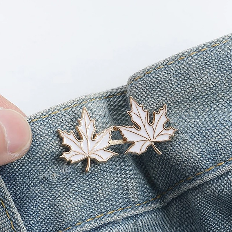 Maple Leaf Shaped Waist Buckle, Ajustável, Sem Costura, Invisível, Removível, Ferramenta de Apertamento, Pessoa Preguiçosa, 1 Par