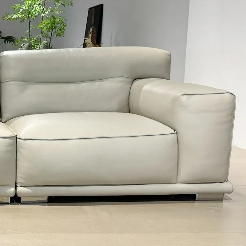 Sofa Living Room for Home Small Apartment Straight Row First Layer Cowhide Sofa