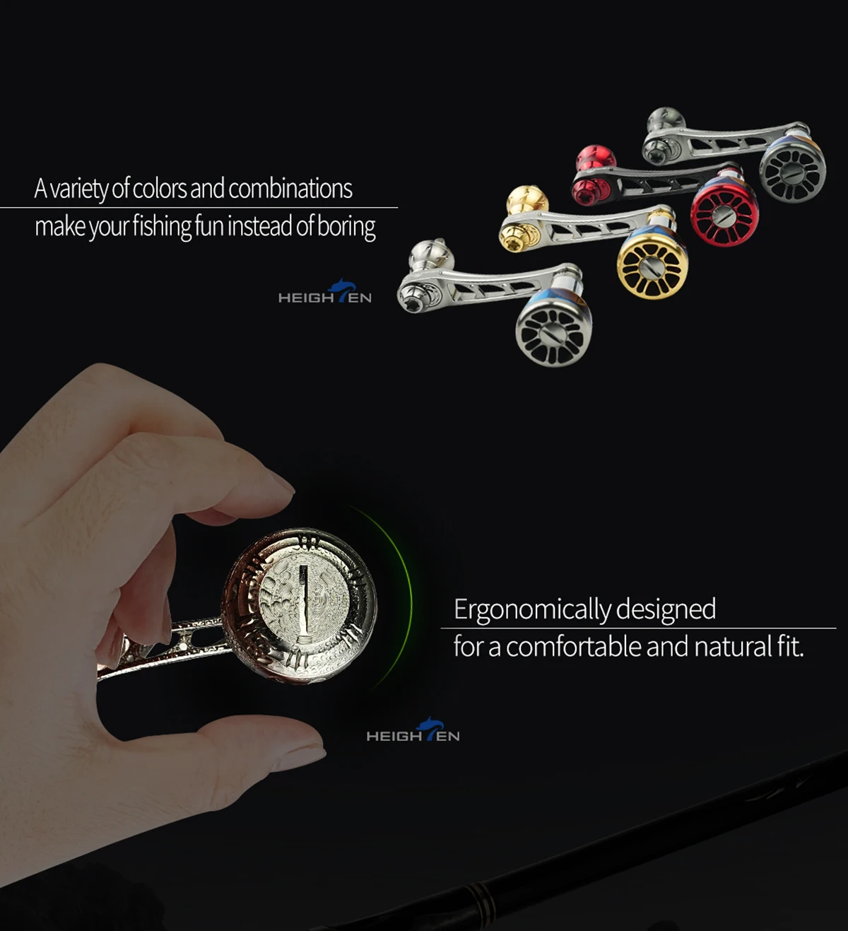HEIGHTEN Spinnrolle mit Einzelgriff 55mm Austauschbar auf 60mm mit Knopf – Ersatzteile für Spinnrollen zum Bassangeln – Detail 8