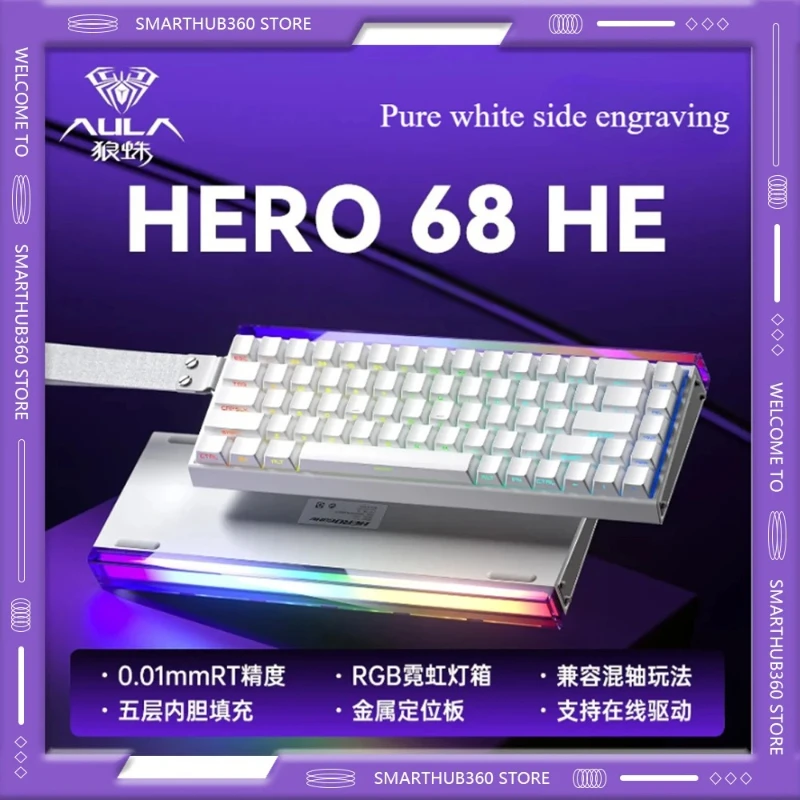 

AULA HERO 68HE and Pro and Ultra 8K Magnetic Switch Gaming Mechanical Keyboard Mixable Axis RG Low Latency Wired Keyboard