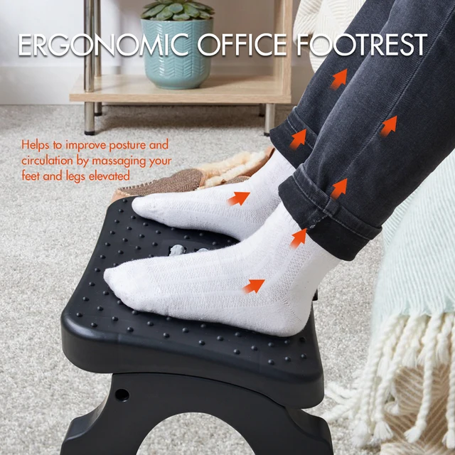 Podnóżek pod biurko Ergonomiczny podnóżek z rolkami masującymi Maksymalne obciążenie 120 funtów Podpórka pod nogi biurka Ulga w bólu podczas pracy w domu i biurze