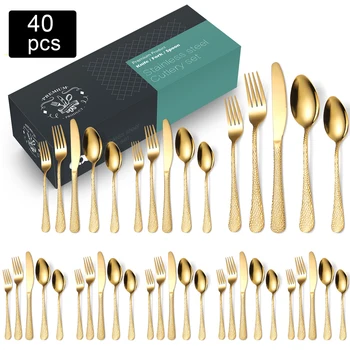 20/30/40Pcs 럭셔리 식기 Flatware 세트 크리 에이 티브 뱀 호텔 스테이크 식기 세트 스테인레스 스틸 골드 칼 세트 선물 