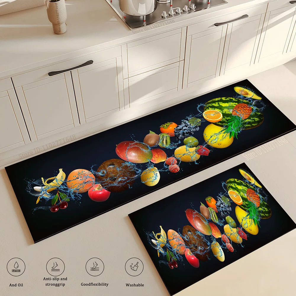 Kitchen Tableware Pattern Absorbent Doormat Non-Slip Entrance Rug with Washable Floor Carpet Durable Home Decor High Quality Mat