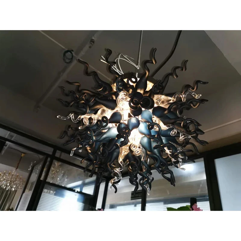 

BOSSEN American Chandelier 2026 Lincoln Murano Spiral Black Glass Pendant Lamp Dimmable Luster Ceiling Light For Kitchen Dining