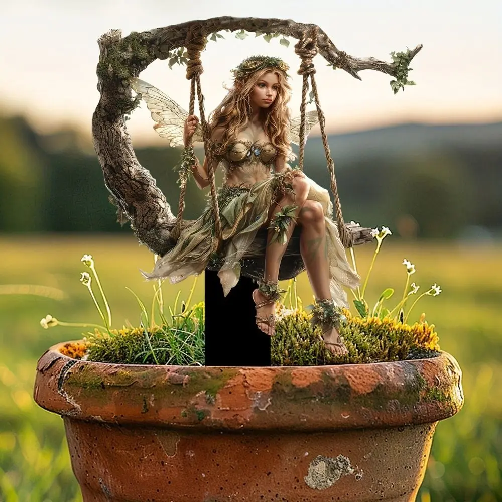 

Acrylic Garden Pile Cute Waterproof Garden Stake Multi Functional Creative Elf Floor Plugs Potted Plants