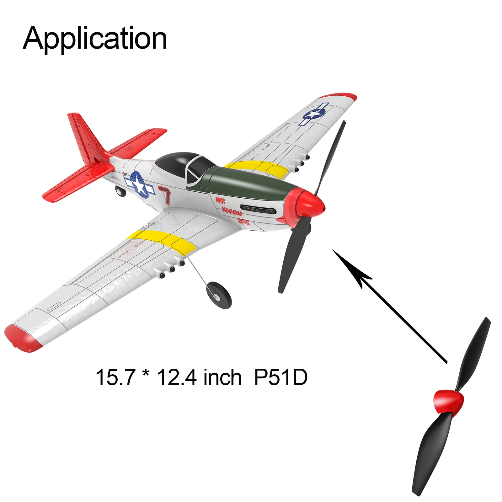 VOLANTEX 76 Series RC Aircraft 2-Blade Propeller With Protective Seat and Adapter, Suitable For P51D, F4U, T28, P40, BF109