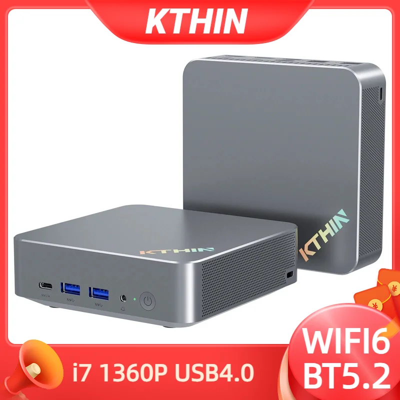 KTHIN i7-1360P كمبيوتر شخصي صغير 2.5G ثنائي LAN WIFI6 BT5.2 USB4.0 32GB DDR5 RAM 2TB SSD i5-13600H كمبيوتر مكتبي صغير i5-1340P