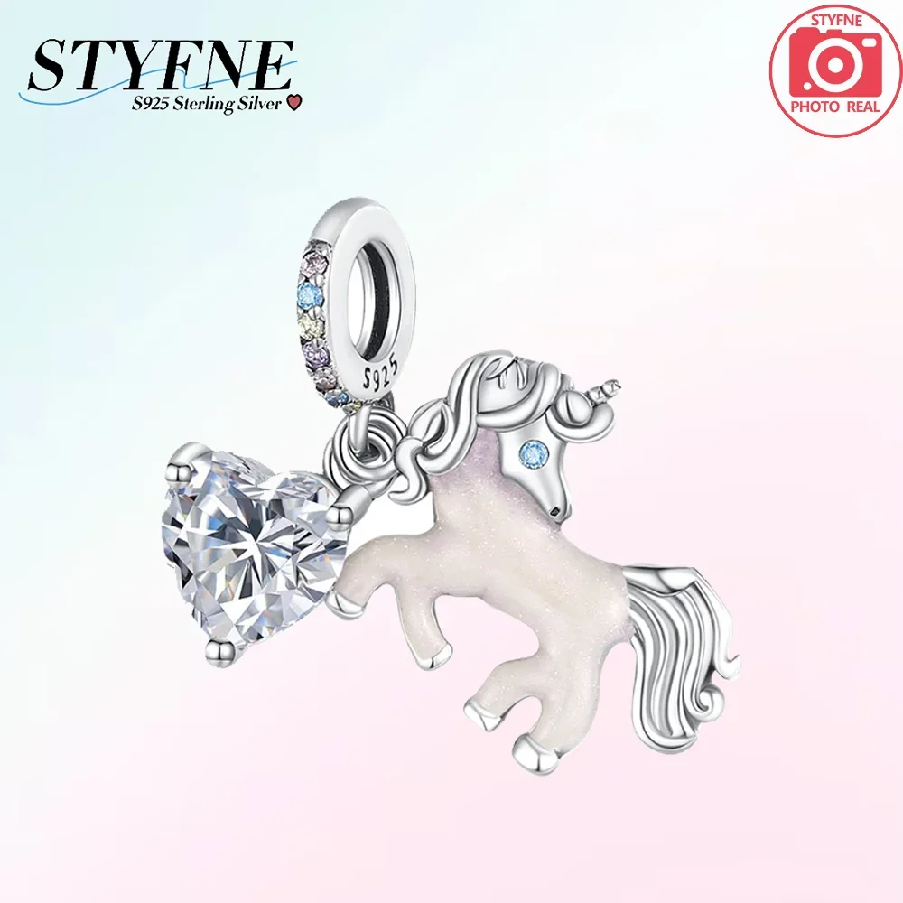 Unicorn Pegasus Rainbow Dangle Silver Plated Charm for Bracelets