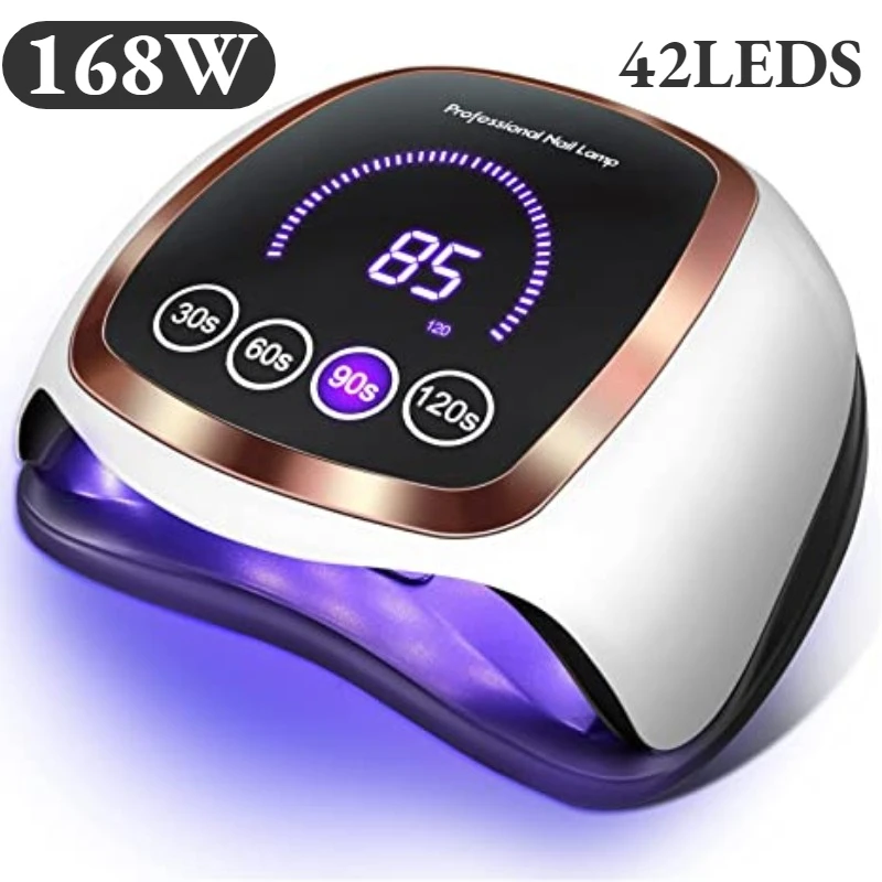 168W 42LEDs lampa do suszenia paznokci do Manicure profesjonalna Led UV lampa do suszenia z czujnik automatyczny inteligentne paznokcie wyposażenie