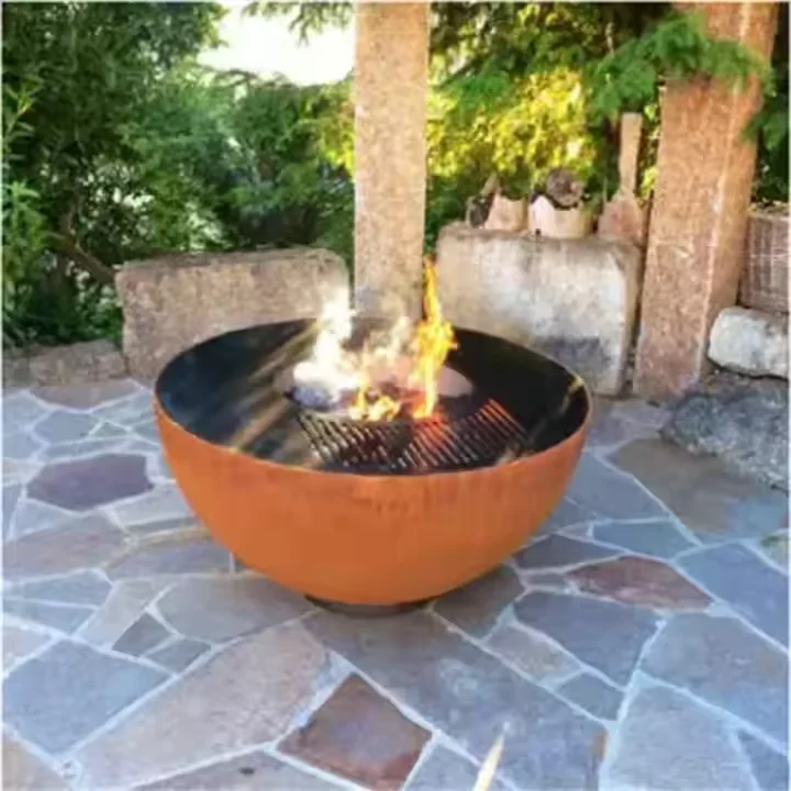 شواية حديقة بون فاير كورتن ستيل لحرق الخشب، شواية كبيرة مع سطح الطاولة