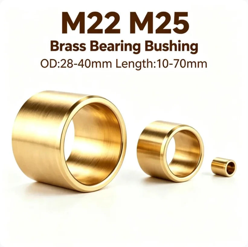 M22 M25 Copper Alloy Sleeve High Wear Resistance High Wear Resistance Sliding Sleeve Brass Bearing Bushing OD 28-40mm