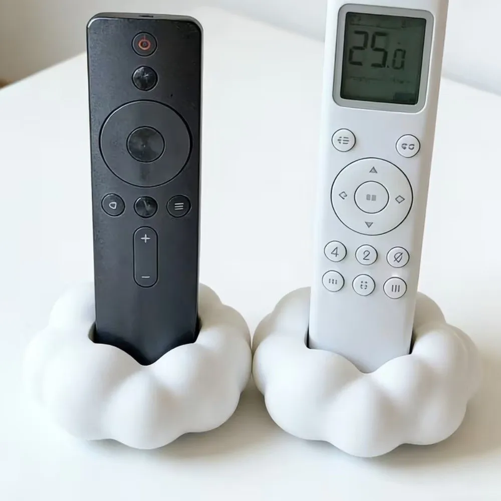 3D Cloud-Shaped Remote Control Holder Eco-Friendly Plastic Remote Rack Save Space 2 Grids Desktop Container Media Equipment