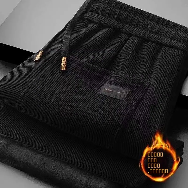 

Thiened Fce осень-зима вельветовые мужские повседневные прямые брюки уличные свободные теплые длинные брюки удобные для отдыха