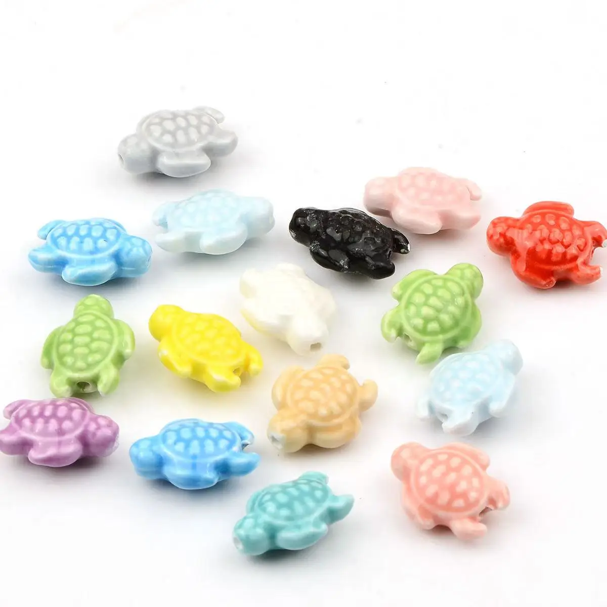 10PCS Cute Tortoise Ceramic Beads Jewelry DIY Loose Porcelain Bead Handicraft For Jewelry Making Bracelet Accessories