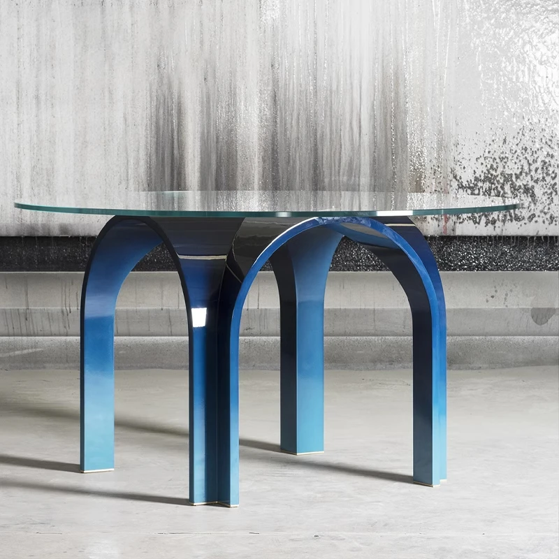 Minimalist dining table modern minimalist designer creative arch bridge fiberglass multi-person dining table