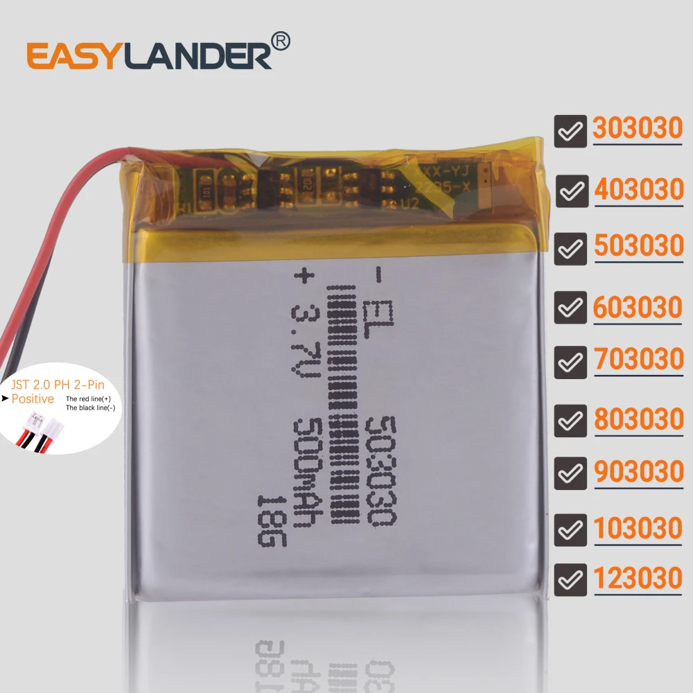 3.7V 503030 500mAh akumulator litowo-jonowy polimerowy do Mp3 głośnik pasek na smartwatcha Dvr GPS 053030 503131 453030