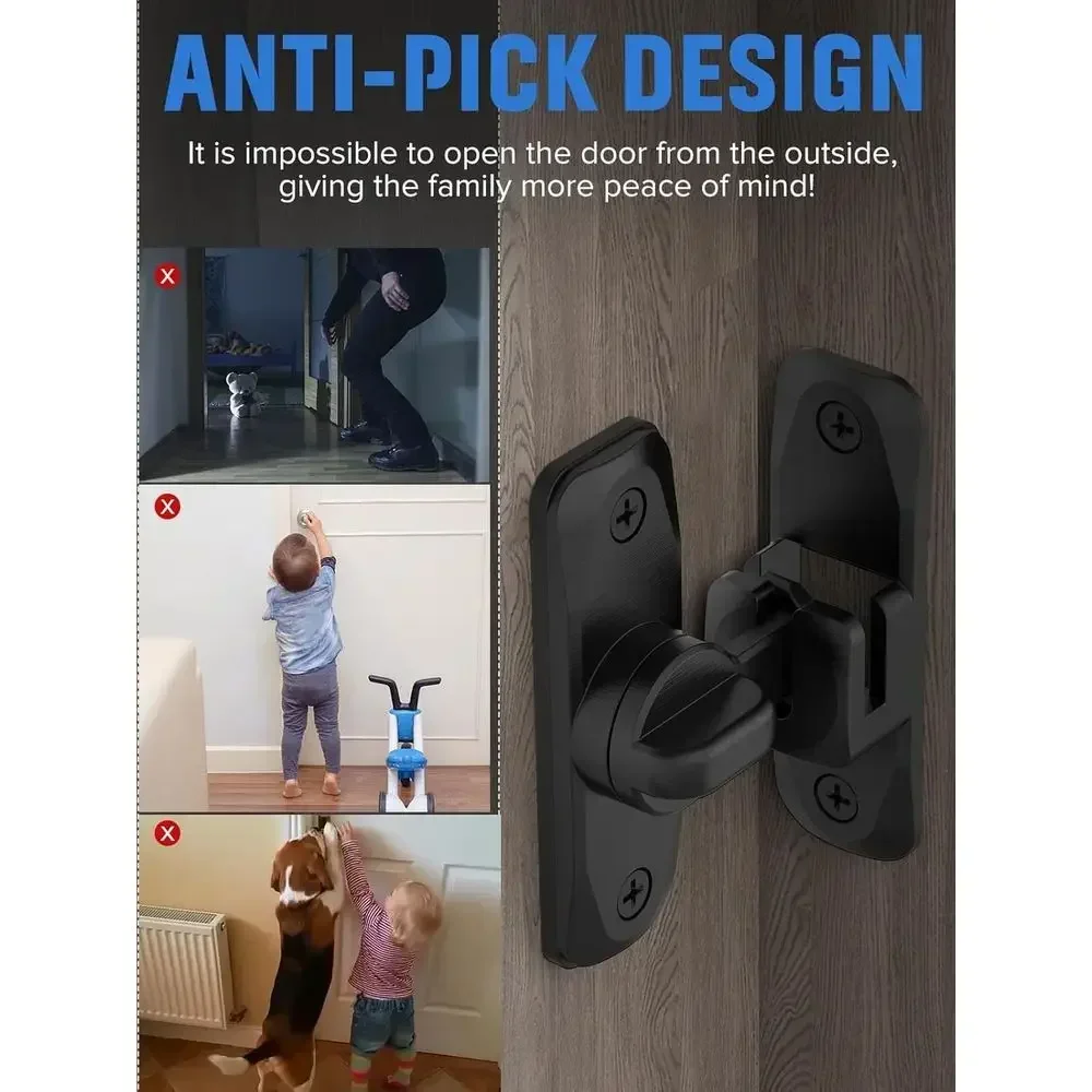 90/180 Degree Flip Barn Door Lock, Protect Privacy - Security Sliding Door Latch, Small Gate Latches Hardware for Barn, Garden, view 3