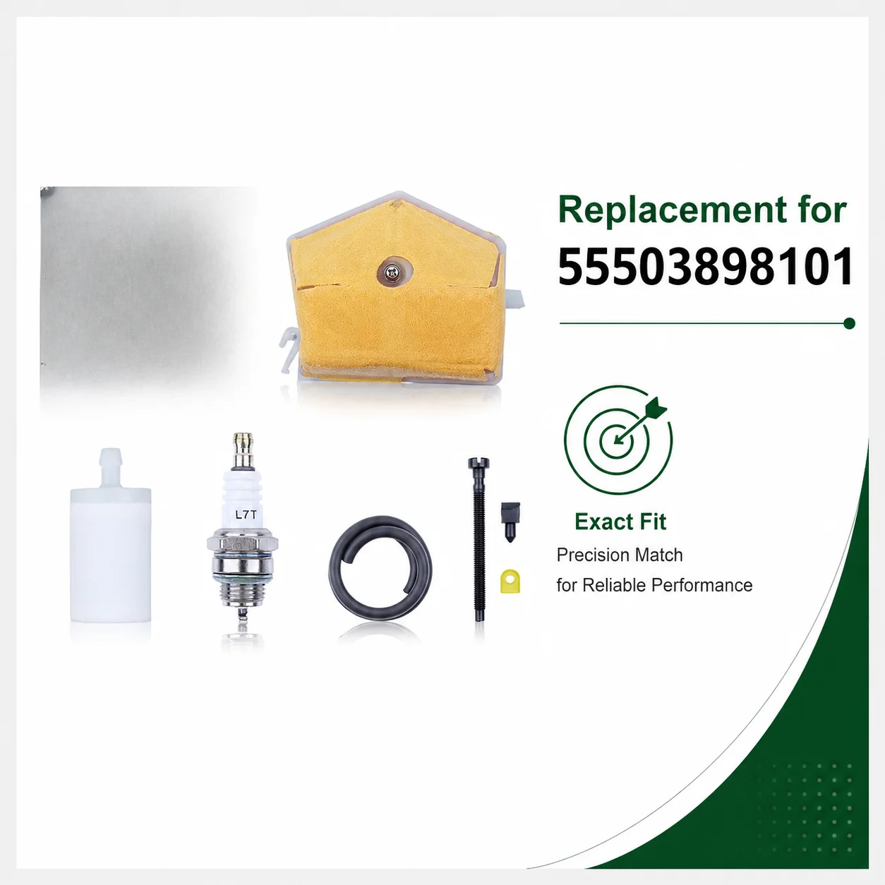 For Husqvarna 51 HUS55 HUS268 HUS365 Air Filter Fuel Filter Spark Plug Fuel Pipe Adjusting Screw Repair Kit Replaces 55503898101