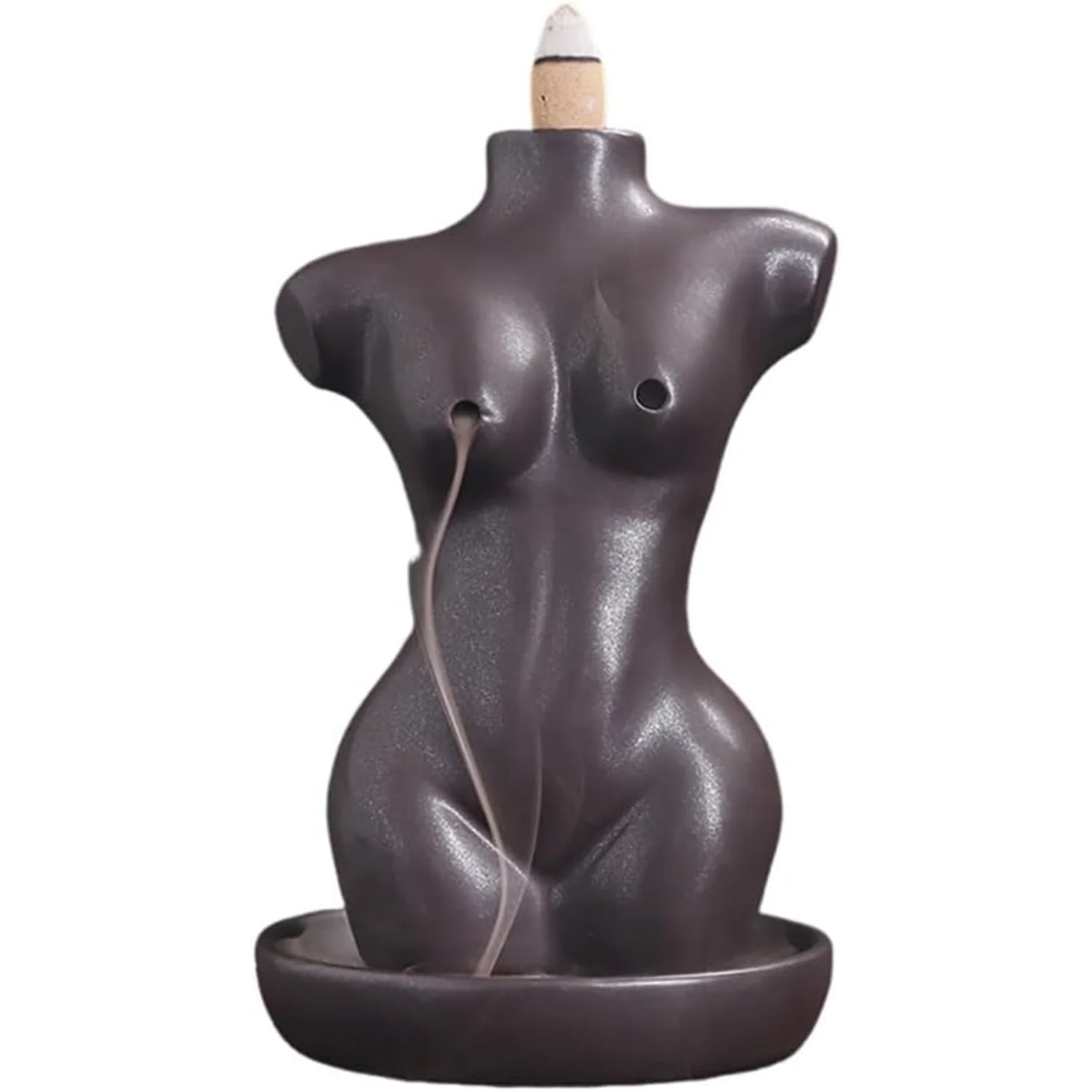 セラミック女性像逆流バーナー、女性彫刻滝ホルダー、フローセンサー、香り装飾用スティックホルダー