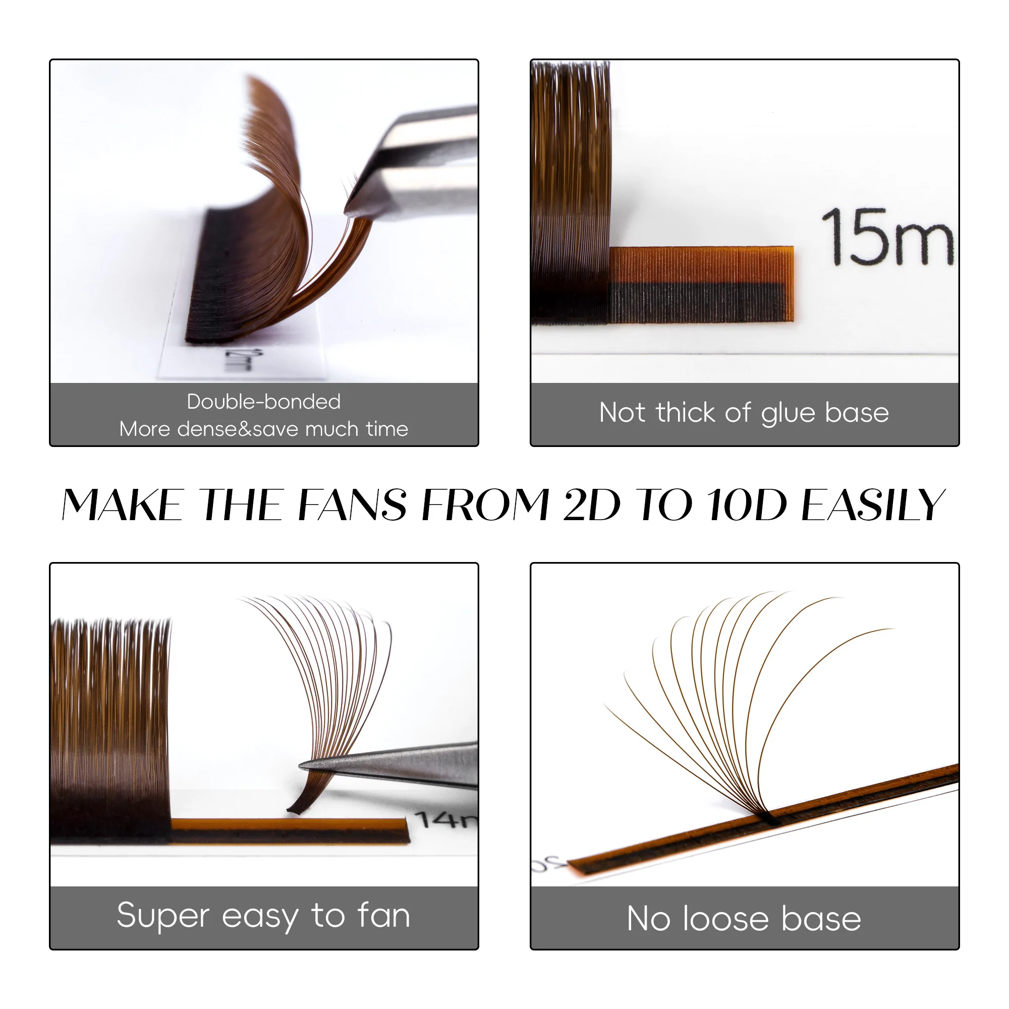 Befer Colored Easy Fan Cosplay Volume Eyelash Extensions Hight Quality PBT Soft Easy Fanning Bloom Eyelash Austomatic Flowering