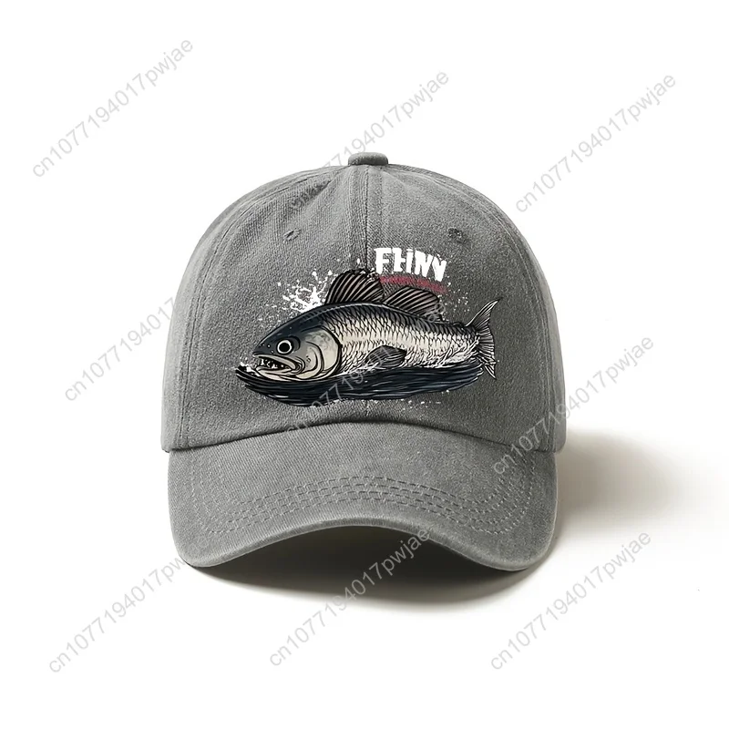 [Gorra de béisbol con protección solar] Gorra de béisbol liviana y protectora solar |   Tamaño ajustable, patrón de peces grandes, cl multifuncional