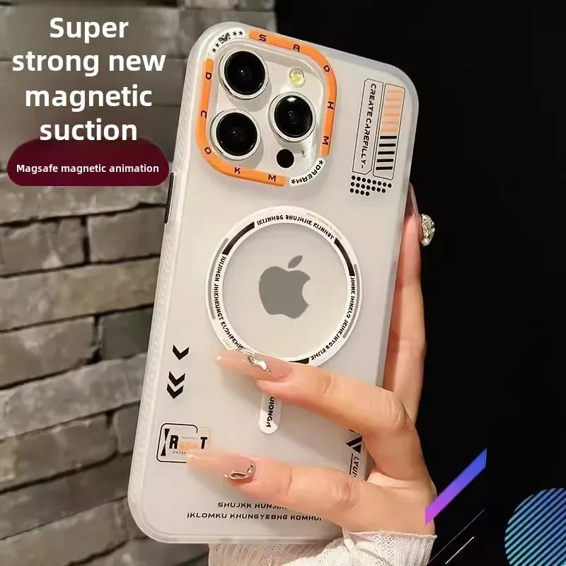 Custodia magnetica opaca per iPhone 16 15 13 12 14 Pro Max Magsafe Carica wireless Frosted Back Metal Lens Frame Pulsanti Cover