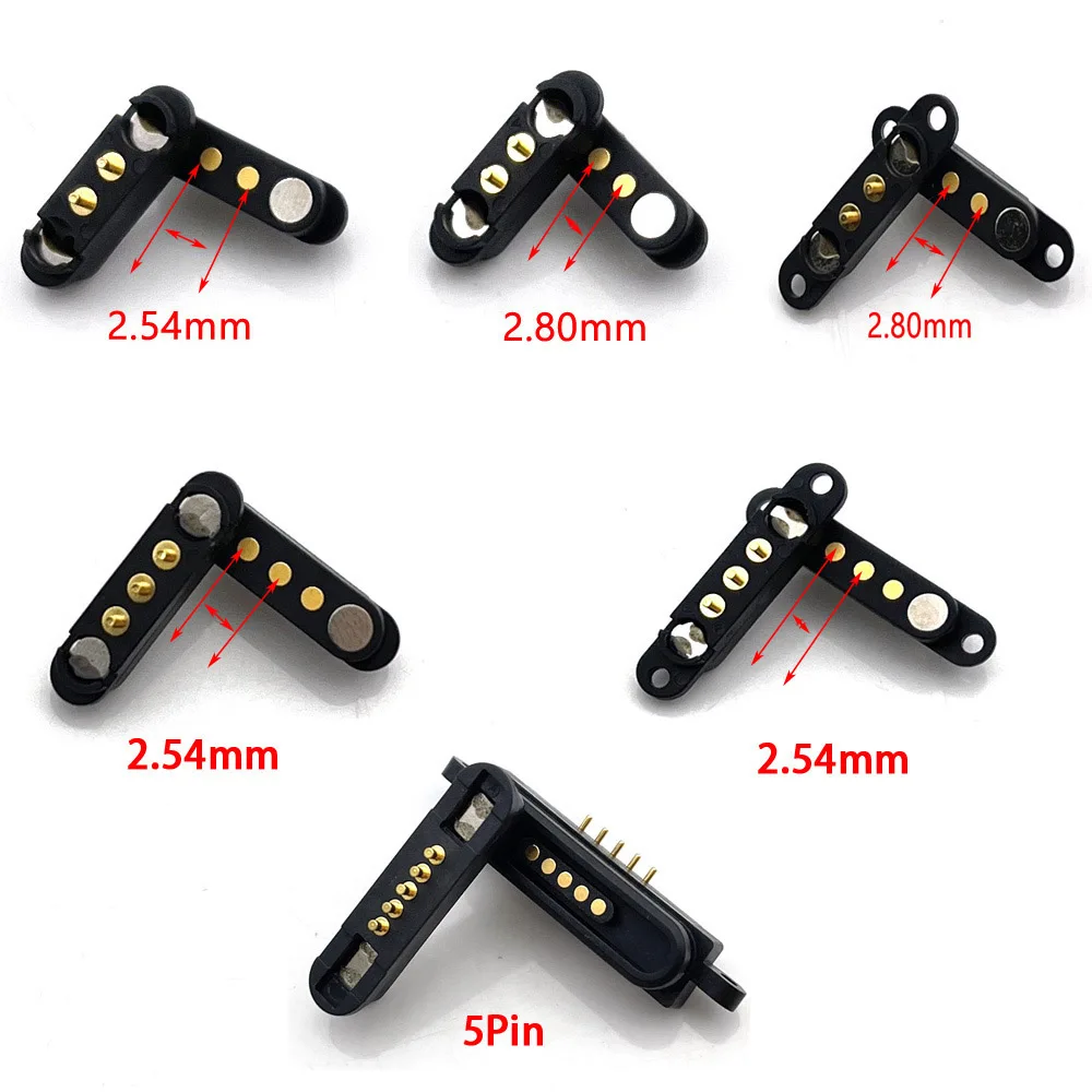 1sets 2A  4 Pin Waterproof DC Magnetic Pogo Pin Connector Male Female Spacing 2.54mm Spring Loaded DC Power Socket