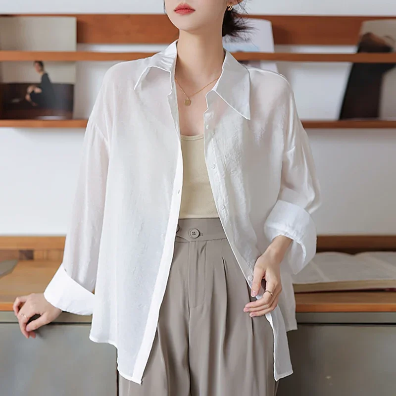 Fashion New Casual Long Sleeve Turn Down Collar Women Shirt White Shirt Blouse Women Tops Blusas Para Mujer Shirts Blouses A523