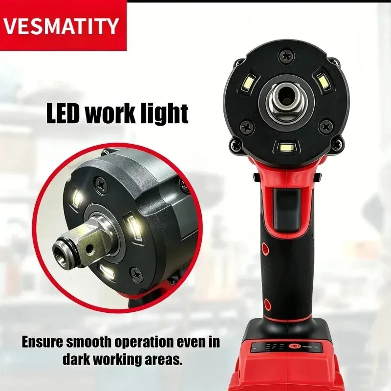Cordless Impact Wrench 500NM Brushless 1/2 Inch High Torque Impact Driver for Car Tire Change Truck Repair For Milwaukee Battery