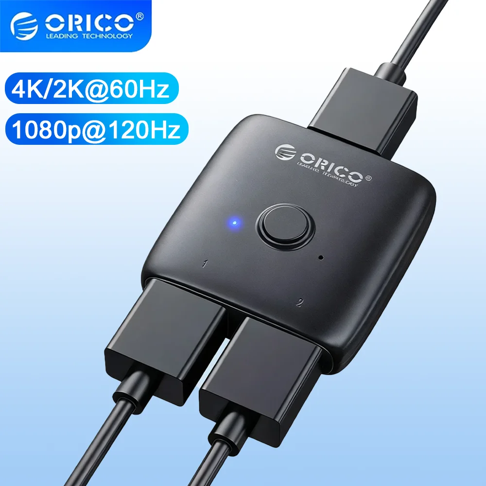 ORICO HDMI Switcher 4K HDMI2.0 Compatible Switch 60Hz Bi-Direction Adapter 2 In 1 Out Converter Splitter for PS4/5 Xiaomi TV Box